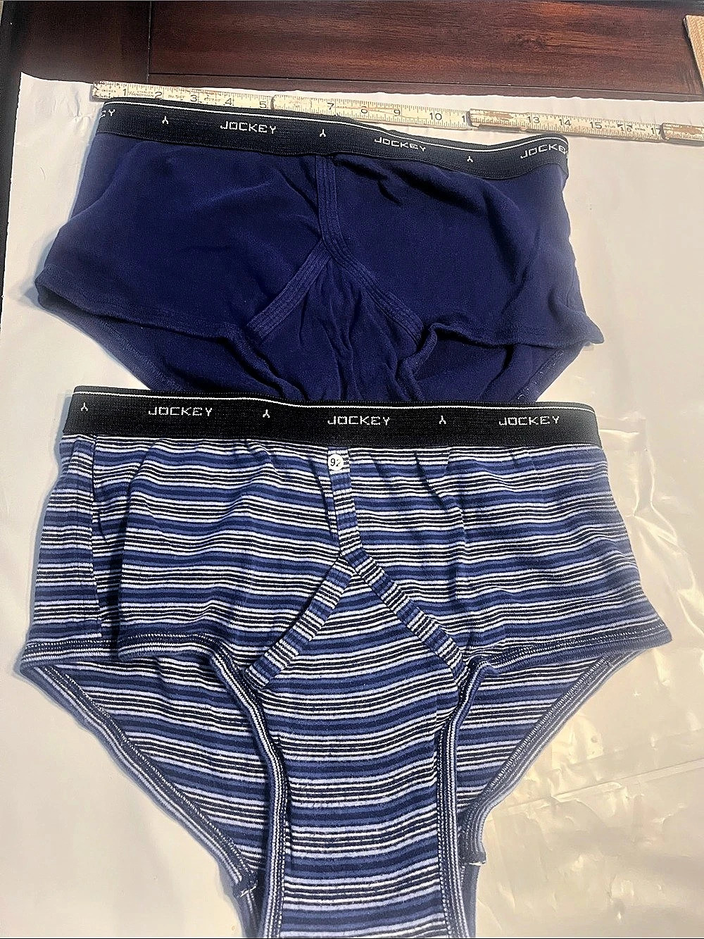 92” 2 pair Jockey Classic Full Rise Brief Men's Blue & White Briefs Waist 38